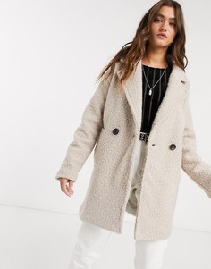 Светло-бежевое пальто Bershka-Светло-бежевый