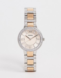 Металлические часы с розово-золотистой отделкой Fossil ES3405 Virginia-Золотой