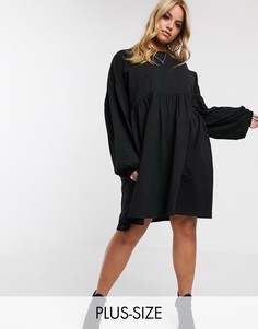 Oversized-платье мини с длинными рукавами ASOS DESIGN Curve-Черный