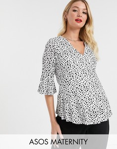 Свободный топ для кормления в горошек с рукавами клеш ASOS DESIGN Maternity-Мульти