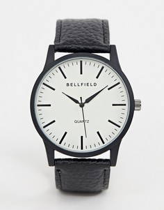 Мужские часы с кремовым циферблатом и черным ремешком Bellfield-Черный