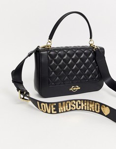 Стеганая сумка на плечо с логотипом Love Moschino-Черный
