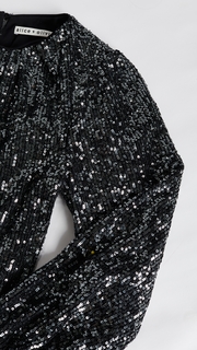 alice + olivia Avila Sequin Crew Neck Crop Top