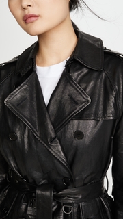 R13 Leather 3/4 Sleeve Trench