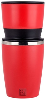 Кофемашина, 3 в 1, 19 см, механическая, красная, Kitchen tools Kuchenland