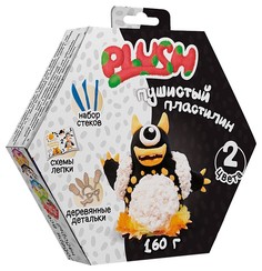 Пластилин пушистый ТМ "PLUSH", черный + белый , 160 грамм, на европодвесе