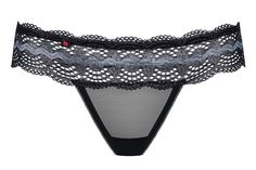 Изысканные полупрозрачные трусики с кружевом, черные (S-M) Obsessive