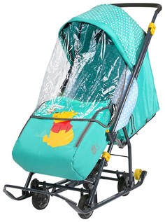 Коляска -санки комбинированная Baby 1 Disney Межвежонок Винни (изумрудный), пакет Nika