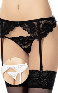 Кружевной пояс и трусики-стринги, в ассортименте (M-L, черный) Soft Line