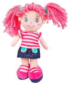 Кукла, с розовыми волосами в джинсовой юбочке, мягконабивная, 20 см A Btoys