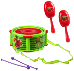 Набор музыкальных инструментов Yako Toys Барабан с палочками, цвет зеленый
