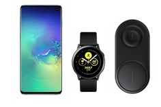 Смартфон Samsung Galaxy S10 128Gb Aq+часы Watch Active+беспроводная зарядка EP-P5200
