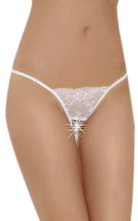 Кружевные трусики с вырезом и украшением, белые Soft Line