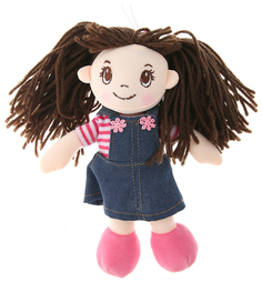 Кукла мягконабивная, 20 см (в джинсовом сарафане и тельняшке) A Btoys
