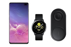 Смартфон Samsung Galaxy S10+ 128Gb Onyx+часы Watch Active+беспроводная зарядка EP-P5200
