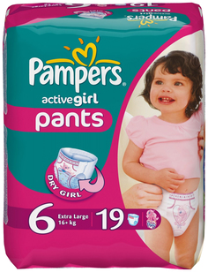 Подгузники-трусики Pampers Active Girl Extra Large 6 (16+ кг), 19 шт.