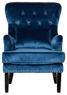 Кресло для гостиной Garda Decor 105х77х92 см, черный/синий