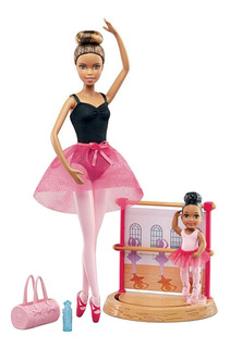 Игровой набор Barbie Балерина брюнетка с маленькой девочкой Mattel