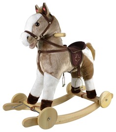 Качалка-лошадка "Pituso fandango", с колесами, серый с белым
