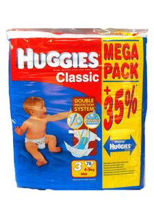 Подгузники Huggies Classic Mega 3 (4-9 кг), 78 шт.