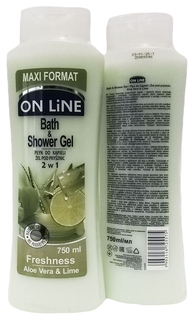 Пена для ванн On Line алоэ и лайм 750 мл