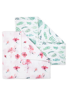 Комплет пеленок Сонный гномик муслиновый Фламинго+листья