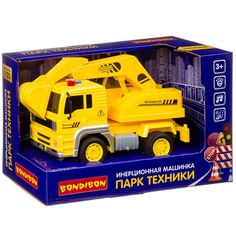 Инерционная машинка Bondibon «ПАРК ТЕХНИКИ», экскаватор, свет, звук BOX 24х12х15,5