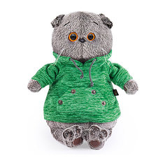 Мягкая игрушка Budi Basa Кот Басик в зеленой толстовке с карманом-кенгуру, 30 см