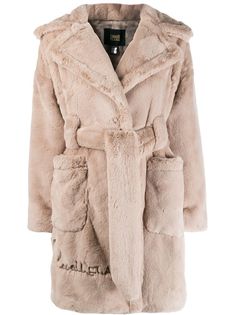 Cavalli Class шуба из искусственного меха с поясом