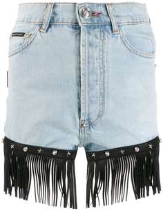 Philipp Plein джинсовые шорты с бахромой