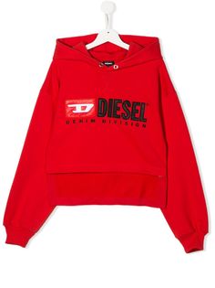 Diesel Kids многослойное худи с вышитым логотипом