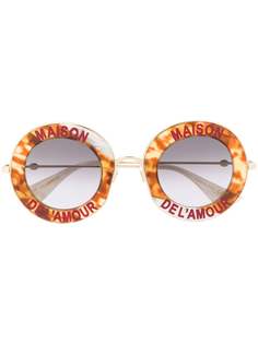 Gucci Eyewear солнцезащитные очки в круглой оправе с узором
