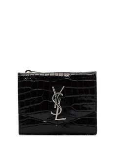 Saint Laurent кошелек с тиснением под крокодила и логотипом