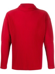 Homme Plissé Issey Miyake свитер в рубчик с высоким воротником
