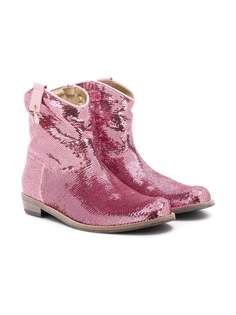 Monnalisa sequin-embellished ankle boots