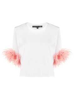 Veronica Beard Wanda feather-trimmed T-shirt