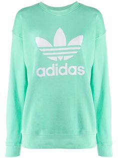adidas Trefoil-print cotton sweatshirt