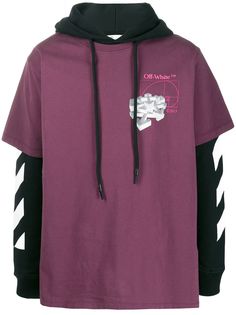 Off-White многослойное худи с принтом