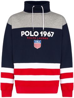 Polo Ralph Lauren logo print panelled sweatshirt