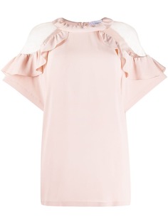 Red Valentino блузка с кружевом и оборками