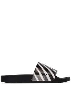 Off-White black spray stripe rubber slides