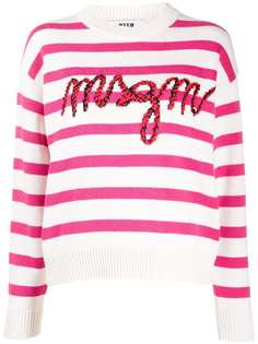 MSGM трикотажный джемпер в полоску с логотипом