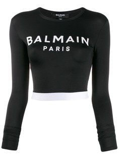 Balmain укороченный топ с логотипом