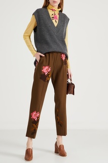 Брюки оттенка хаки с отделкой Dries Van Noten