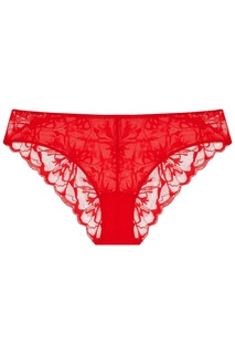 Красные трусы из кружева и тюля La Perla