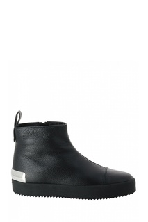 Утепленные ботинки из черной кожи Giuseppe Zanotti Design