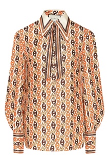 Принтованная шелковая блуза в стиле 70-х Gucci