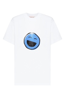 Белая футболка с аппликациями Happy / Smoking Smile Natasha Zinko