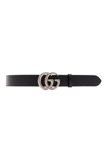 Черный кожаный ремень с логотипной пряжкой GG Gucci
