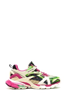 Розово-зелено-белые кроссовки Track.2 Balenciaga